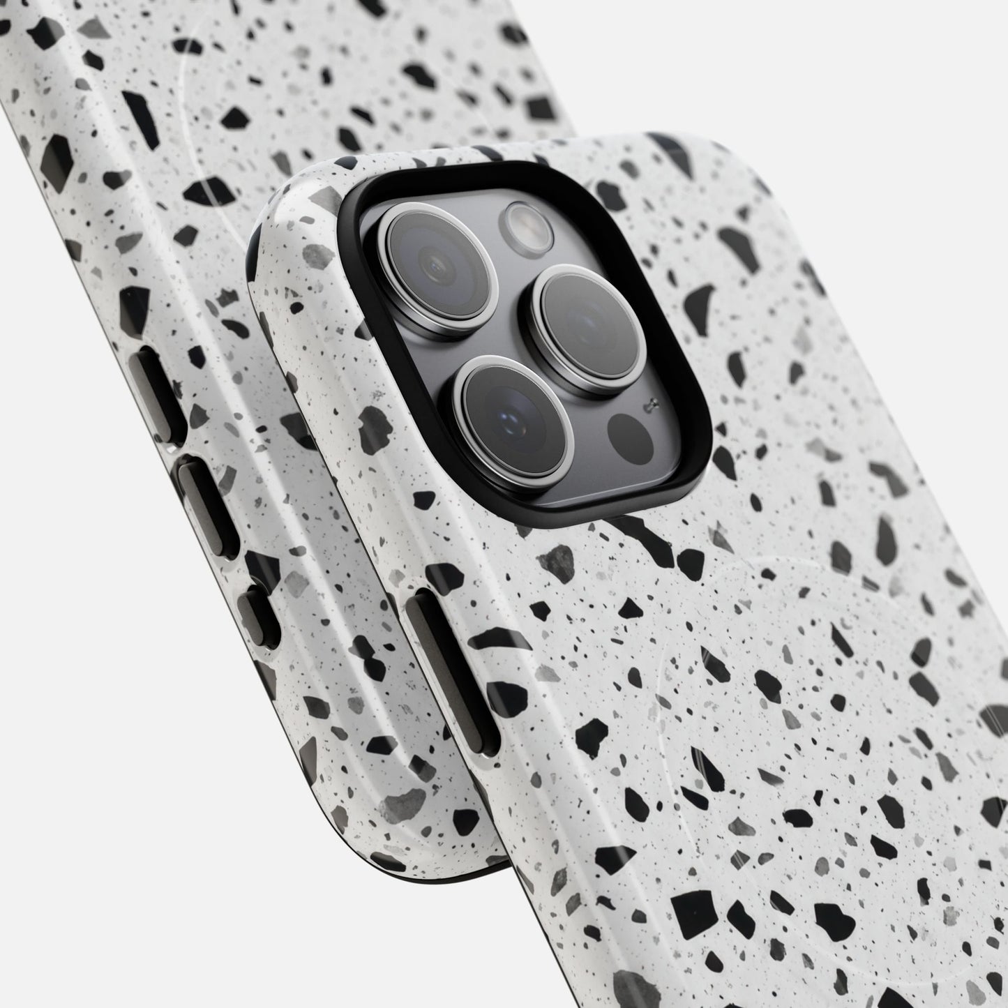 Terrazzo Black & White iPhone Case — Tough Magnetic | MagSafe Compatible