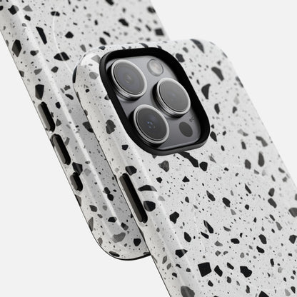 Terrazzo Black & White iPhone Case — Tough Magnetic | MagSafe Compatible