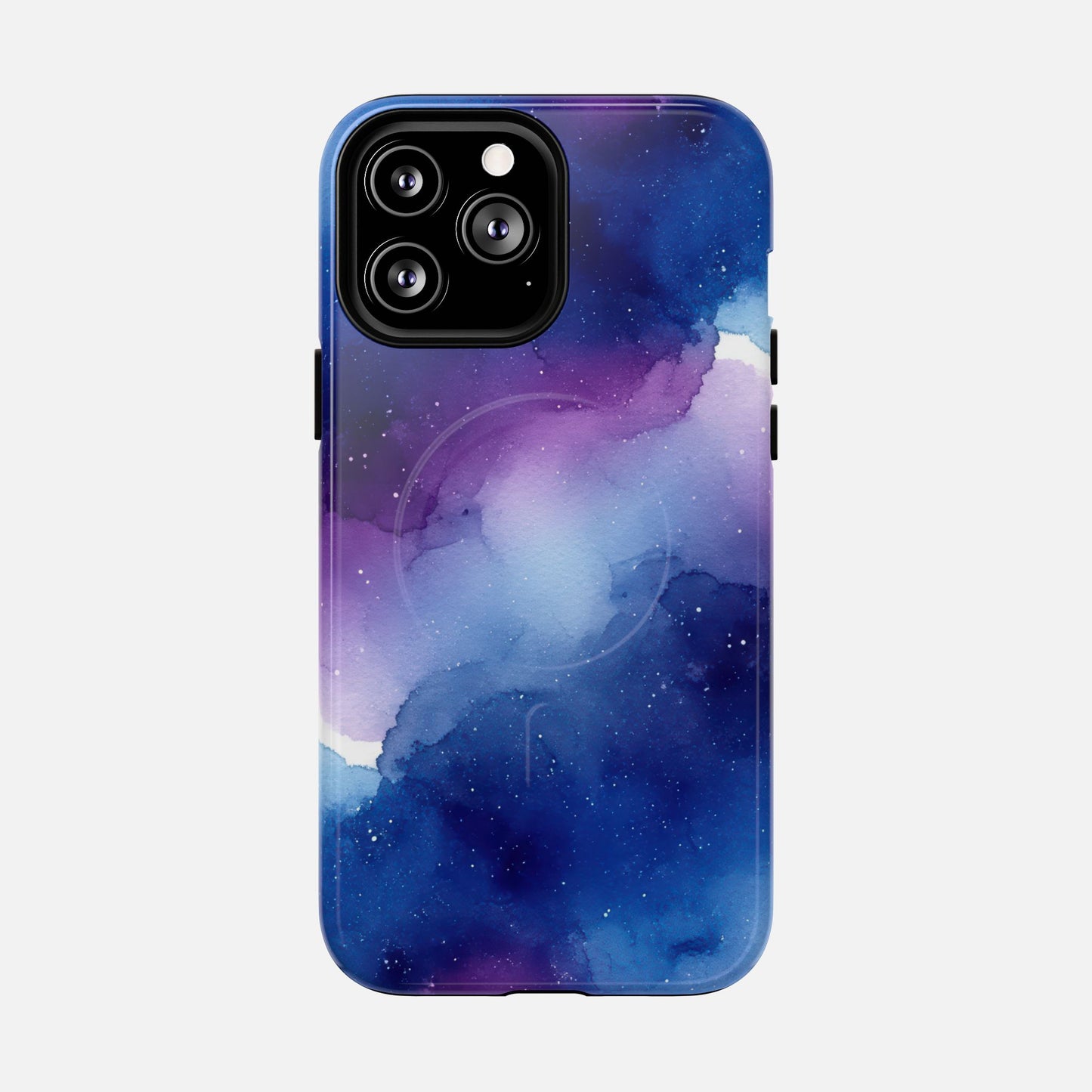 Galaxy Watercolor Tough Magnetic Phone Case — Blue Purple Nebula MagSafe Cover iPhone 13 Pro Max Glossy Phone Case