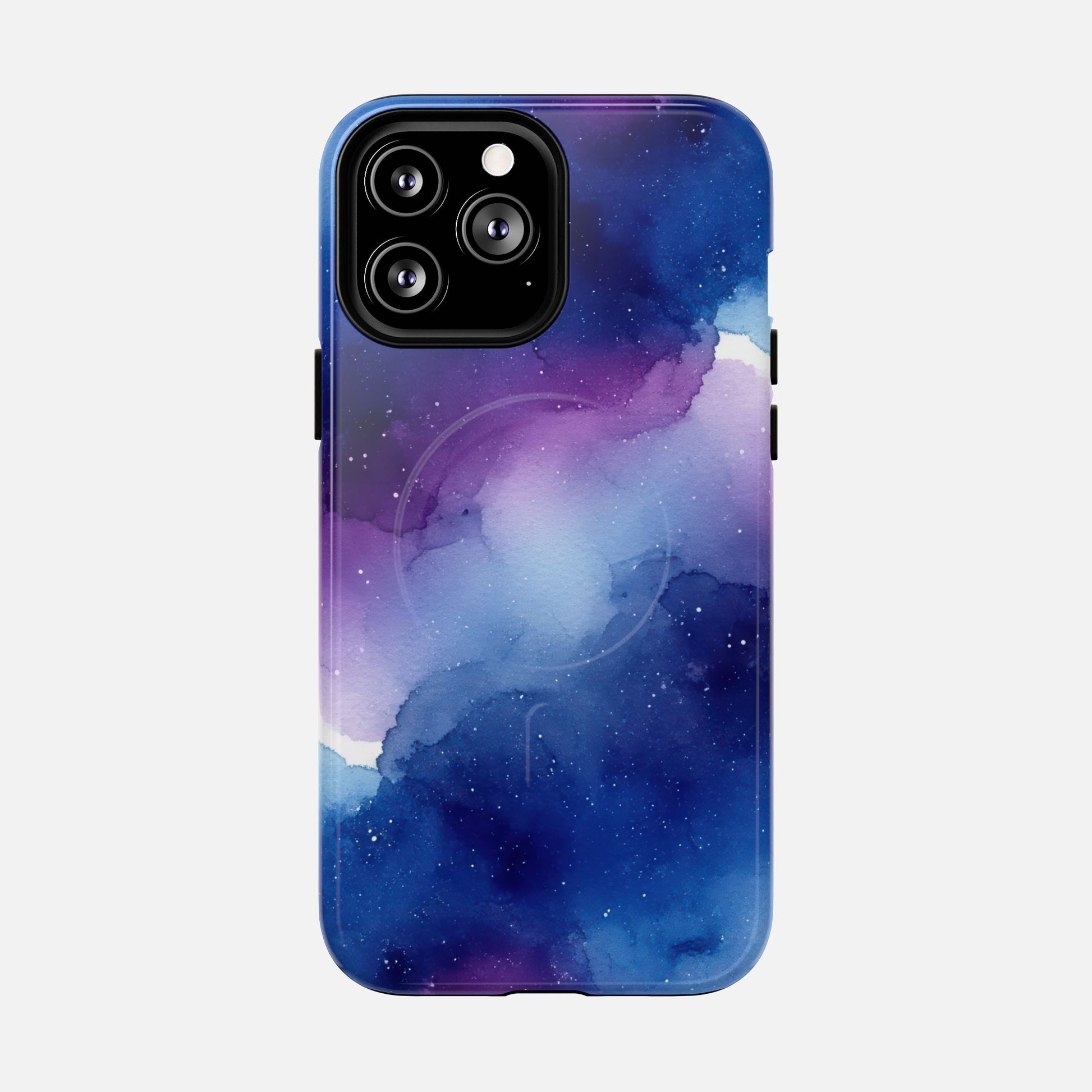 Galaxy Watercolor Tough Magnetic Phone Case — Blue Purple Nebula MagSafe Cover iPhone 13 Pro Max Glossy Phone Case