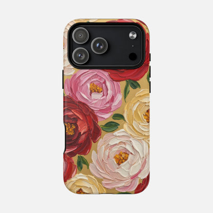 Floral Camellia With Rose & Blush Blooms iPhone Case — Tough Magnetic | MagSafe Compatible
