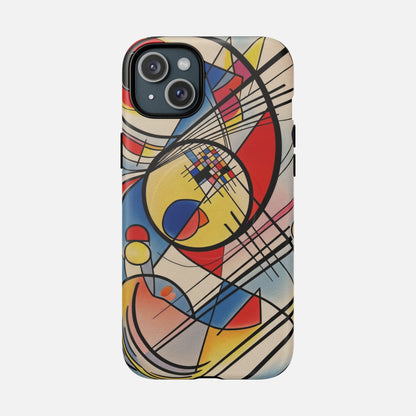 Abstract Geometric Phone Case — Colorful Modern Art Tough Magnetic Case iPhone 15 Plus Matte Phone Case