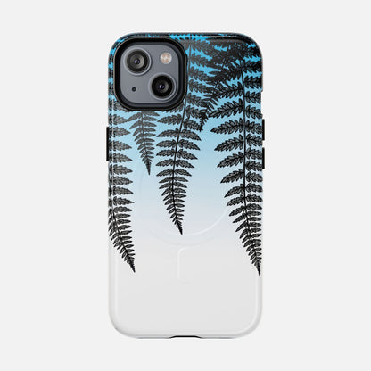 Fern Silhouette With Blue Ombre iPhone Case — Tough Magnetic | MagSafe Compatible