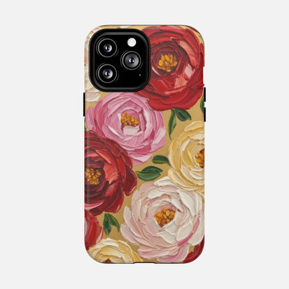 Floral Camellia With Rose & Blush Blooms iPhone Case — Tough Magnetic | MagSafe Compatible