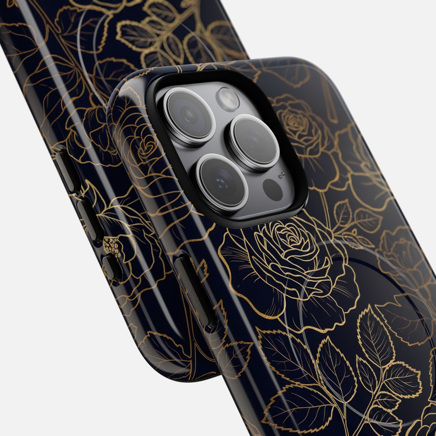 Floral Gold Outline iPhone Case — Tough Magnetic | MagSafe Compatible