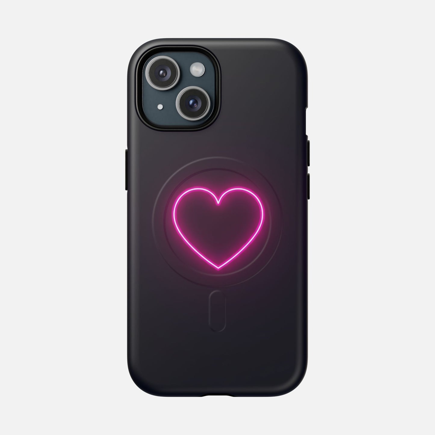 Neon Heart With Glow Pink iPhone Case — Tough Magnetic | MagSafe Compatible