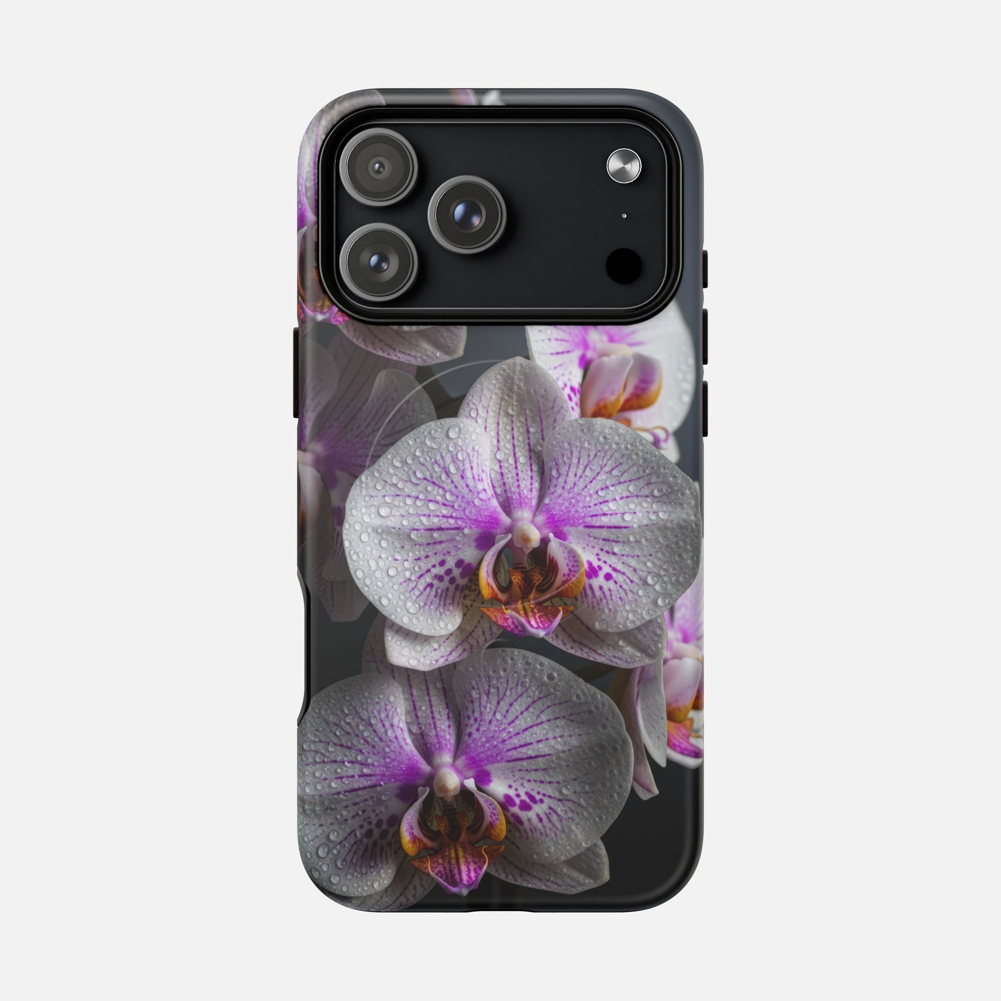 Orchid Bloom Tough Magnetic Phone Case — Waterdrop Floral Protection iPhone 17 Pro Max Matte Phone Case