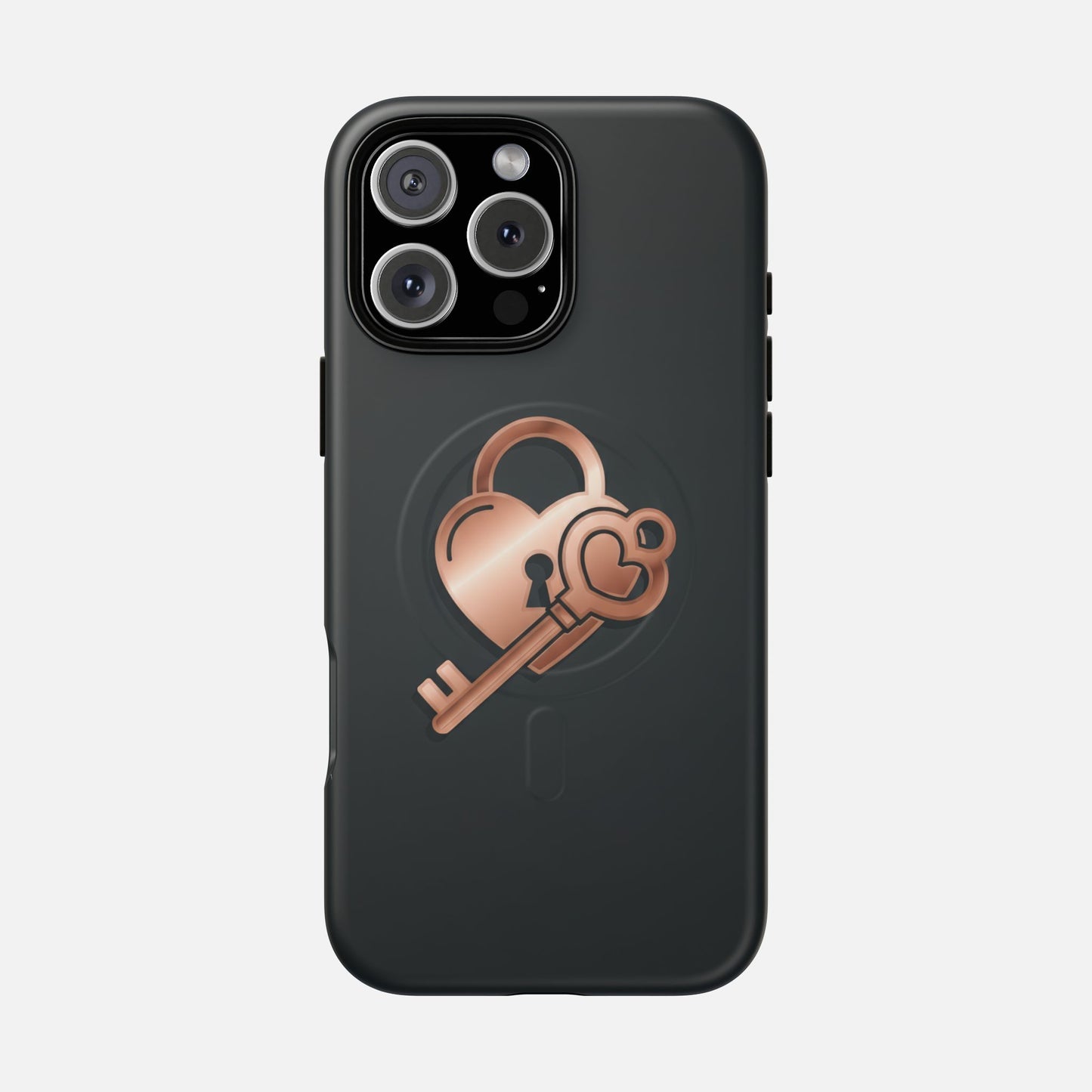 Rose Gold Lock & Key Design iPhone Case — Tough Magnetic | MagSafe Compatible