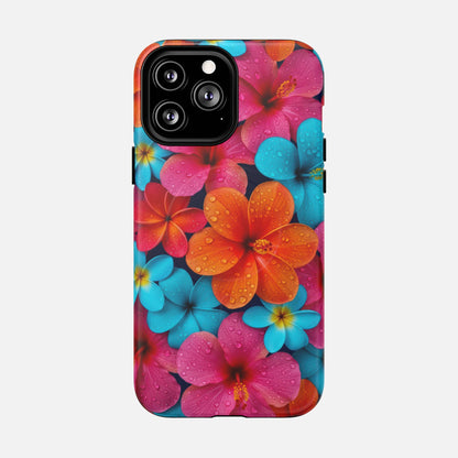 Colorful Tropical Plumeria Floral iPhone Case — Tough Magnetic | MagSafe Compatible