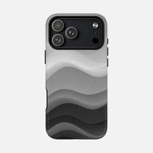 Magnetic Phone Case — Monochrome Wave Protective Cover iPhone 17 Pro Max Glossy Phone Case