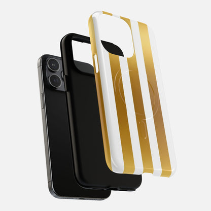 Gold & White Stripe iPhone Case — Tough Magnetic | MagSafe Compatible