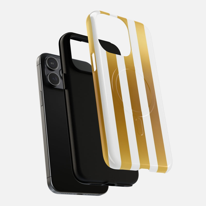 Gold & White Stripe iPhone Case — Tough Magnetic | MagSafe Compatible