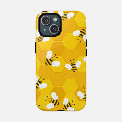 Cute Yellow Bumblebee iPhone Case — Tough Magnetic | MagSafe Compatible