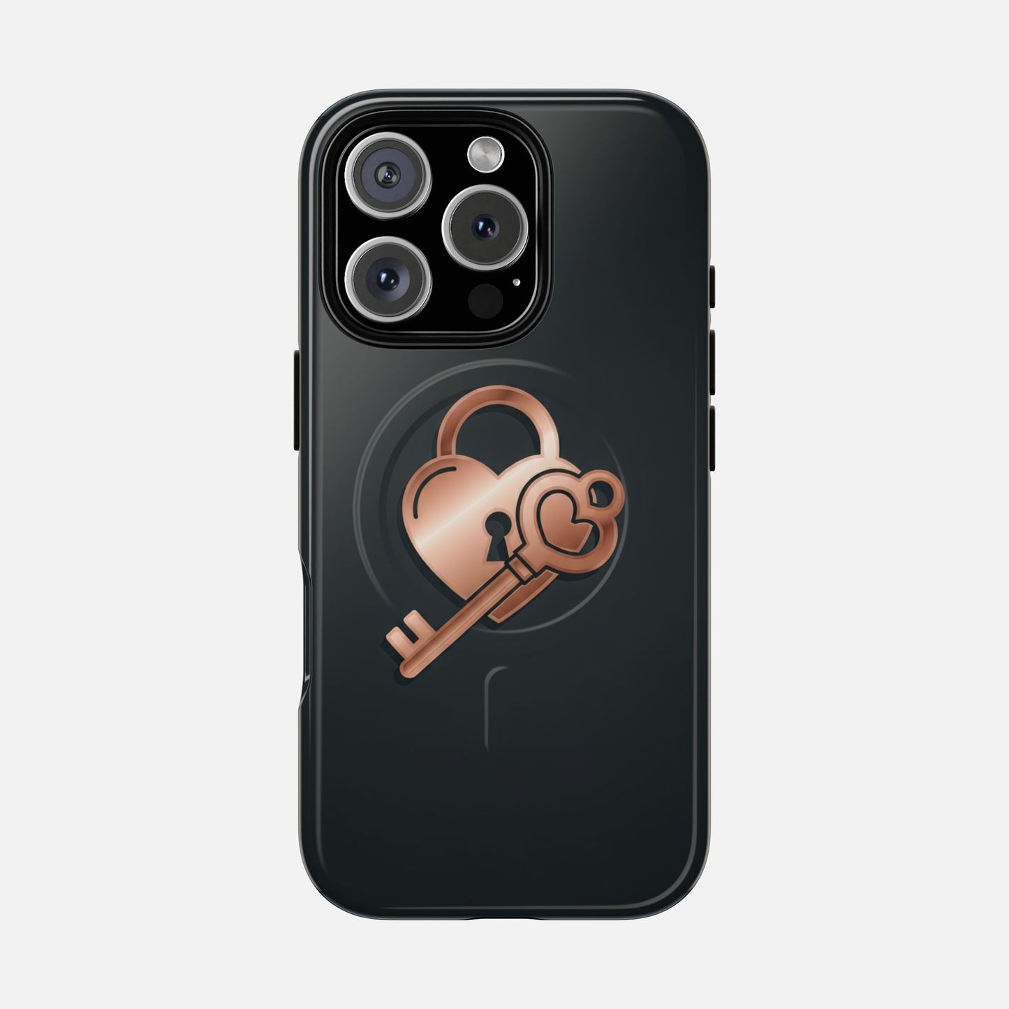 Rose Gold Lock & Key Design iPhone Case — Tough Magnetic | MagSafe Compatible