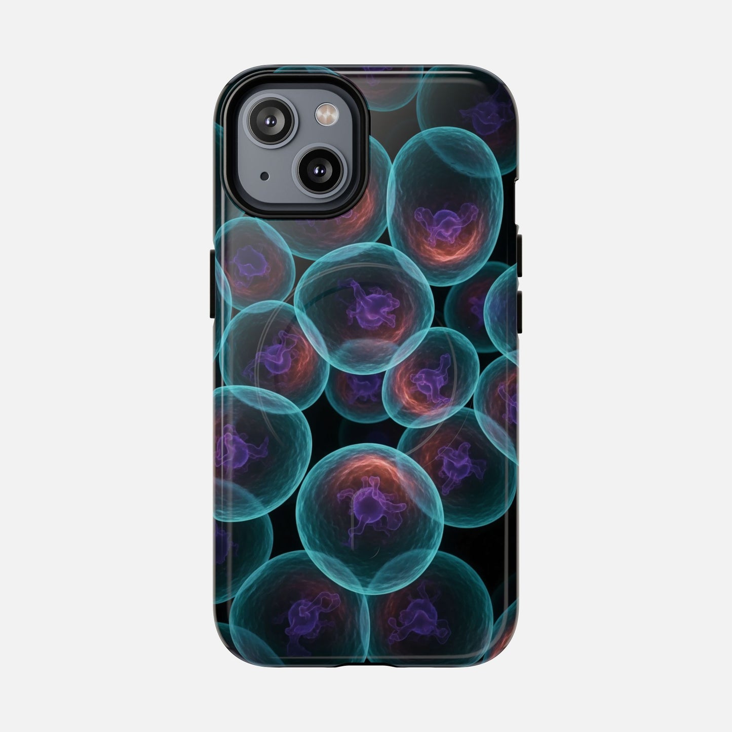 Abstract Neon Bubbles Magnetic Phone Case — Protective Tough Magnetic iPhone Cover iPhone 14 Glossy Phone Case