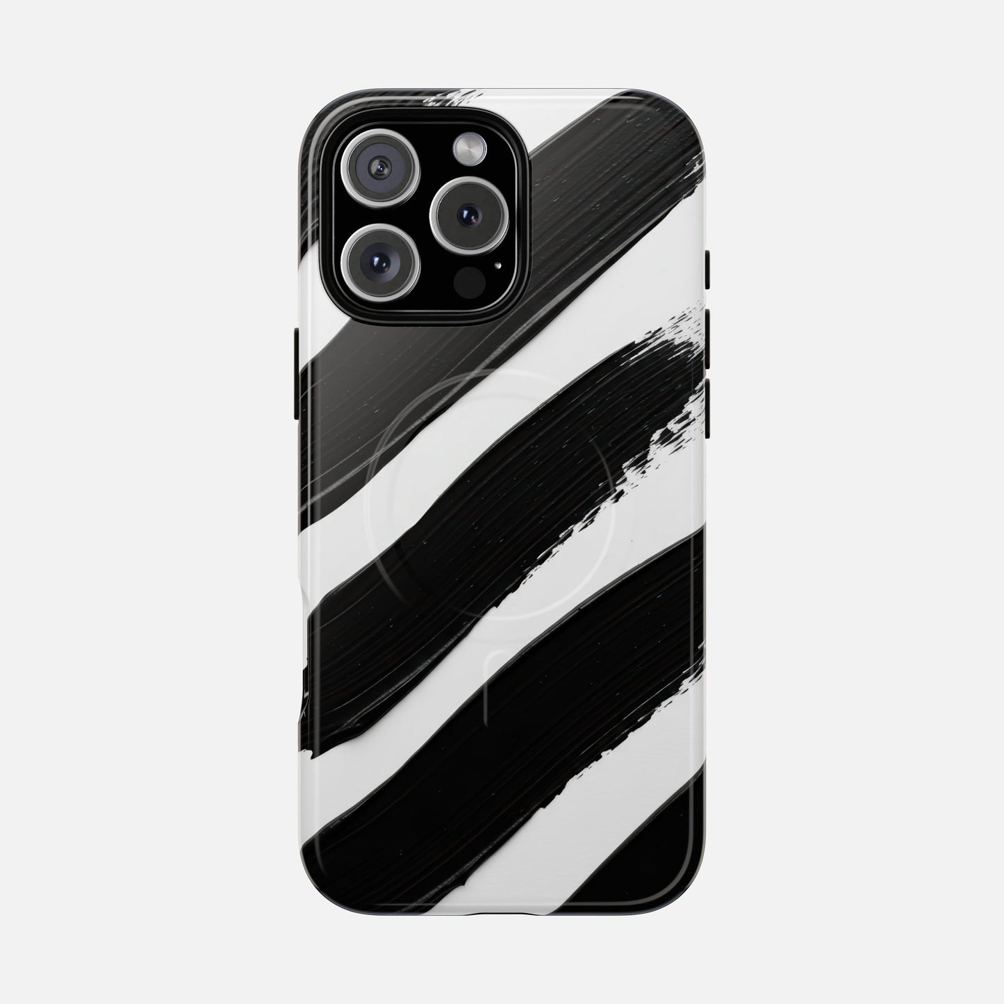 Abstract Black Brushstroke Magnetic Phone Case iPhone 16 Pro Max Glossy Phone Case