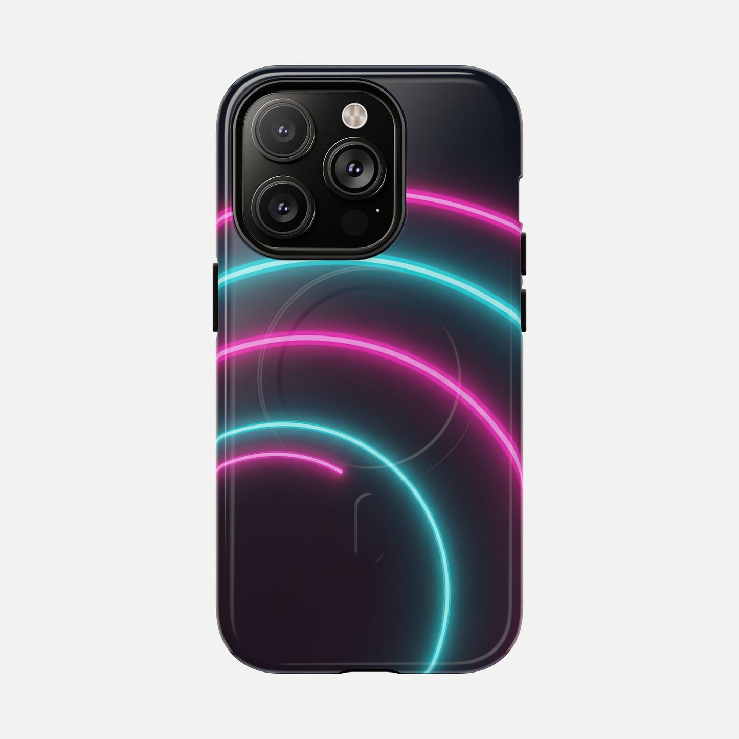 Neon Arc with Pink & Teal Glow iPhone Case — Tough Magnetic | MagSafe Compatible