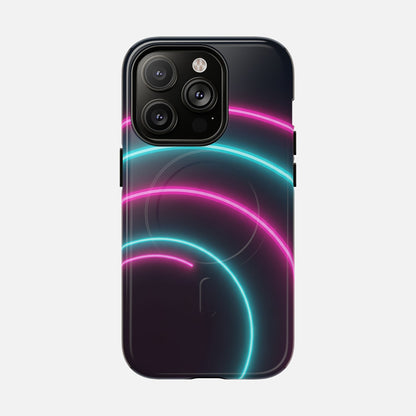 Neon Arc with Pink & Teal Glow iPhone Case — Tough Magnetic | MagSafe Compatible