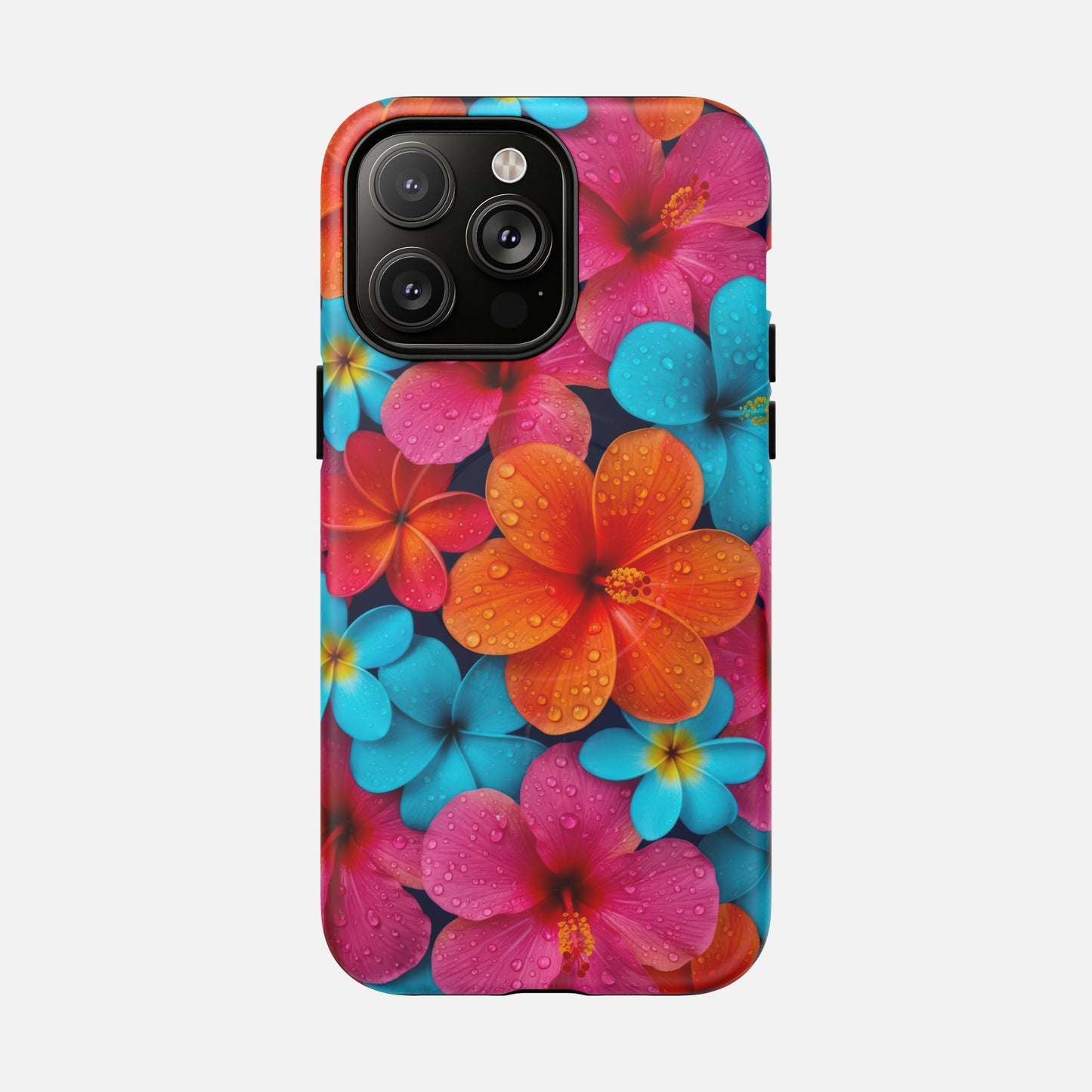 Phone Case — Colorful Tropical Plumeria Floral Magnetic Tough Case iPhone 14 Pro Max Matte Phone Case