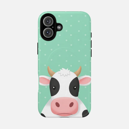 Cow Cartoon iPhone Case — Tough Magnetic | MagSafe Compatible