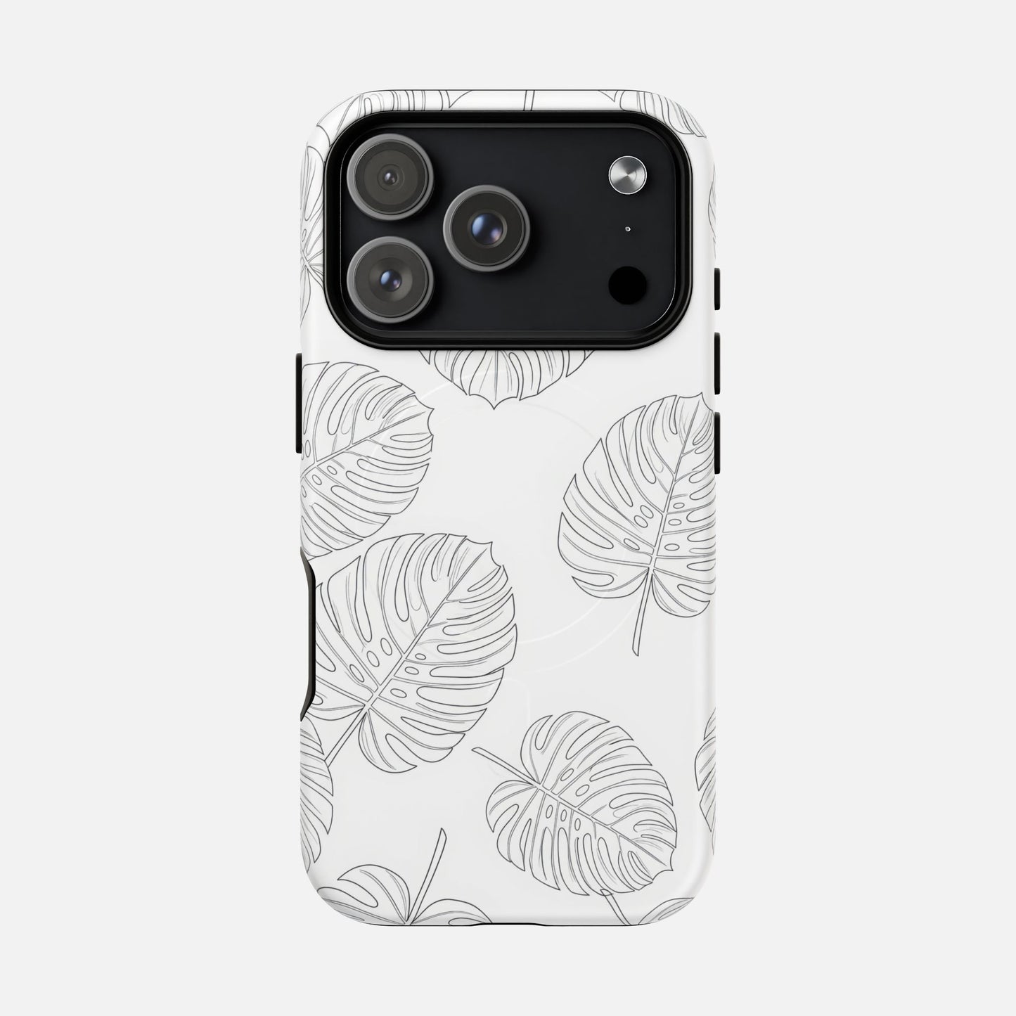 Monstera Leaf Clear Tropical Pattern iPhone Case — Tough Magnetic | MagSafe Compatible