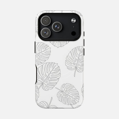 Monstera Leaf Clear Tropical Pattern iPhone Case — Tough Magnetic | MagSafe Compatible