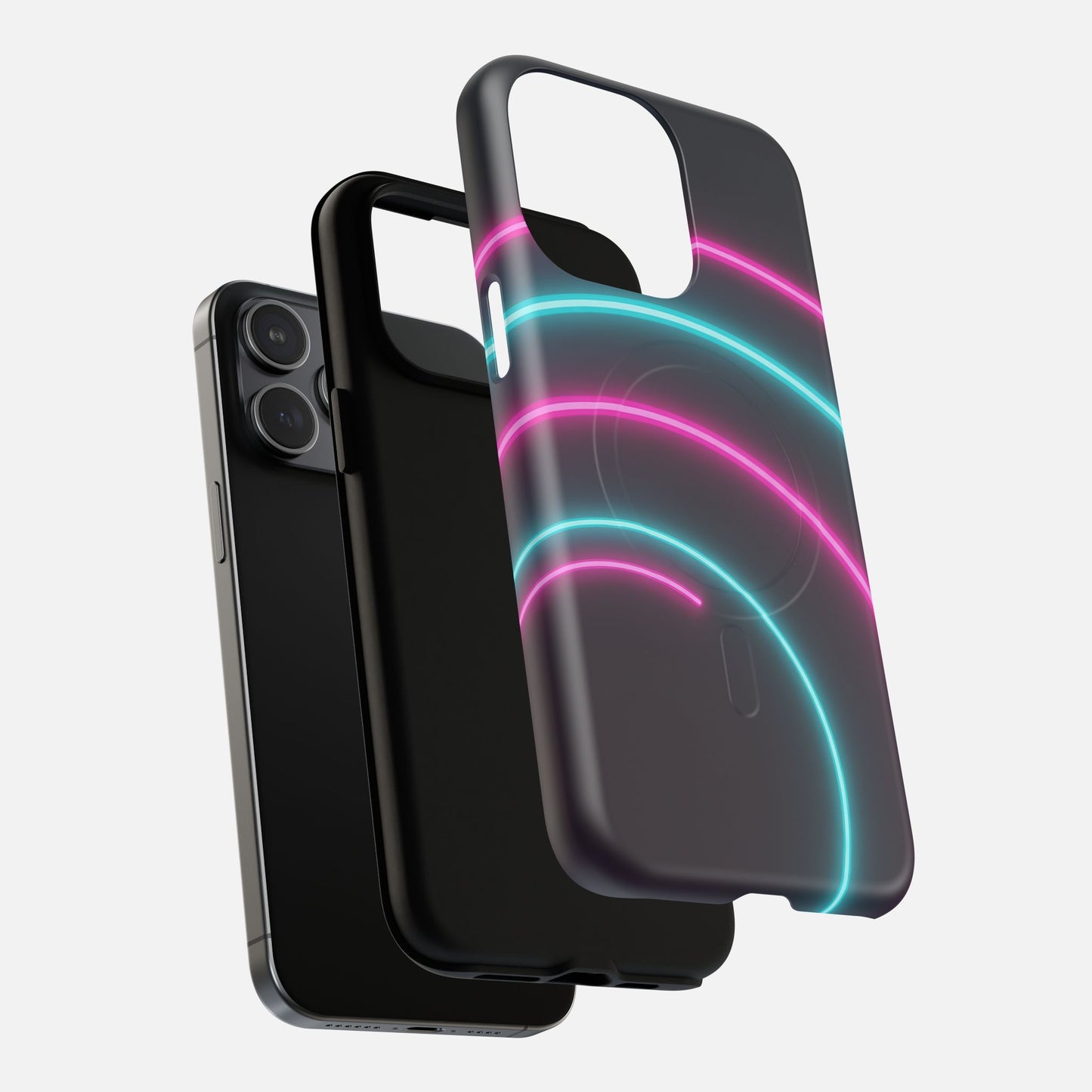 Neon Arc with Pink & Teal Glow iPhone Case — Tough Magnetic | MagSafe Compatible