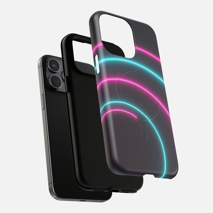 Neon Arc with Pink & Teal Glow iPhone Case — Tough Magnetic | MagSafe Compatible
