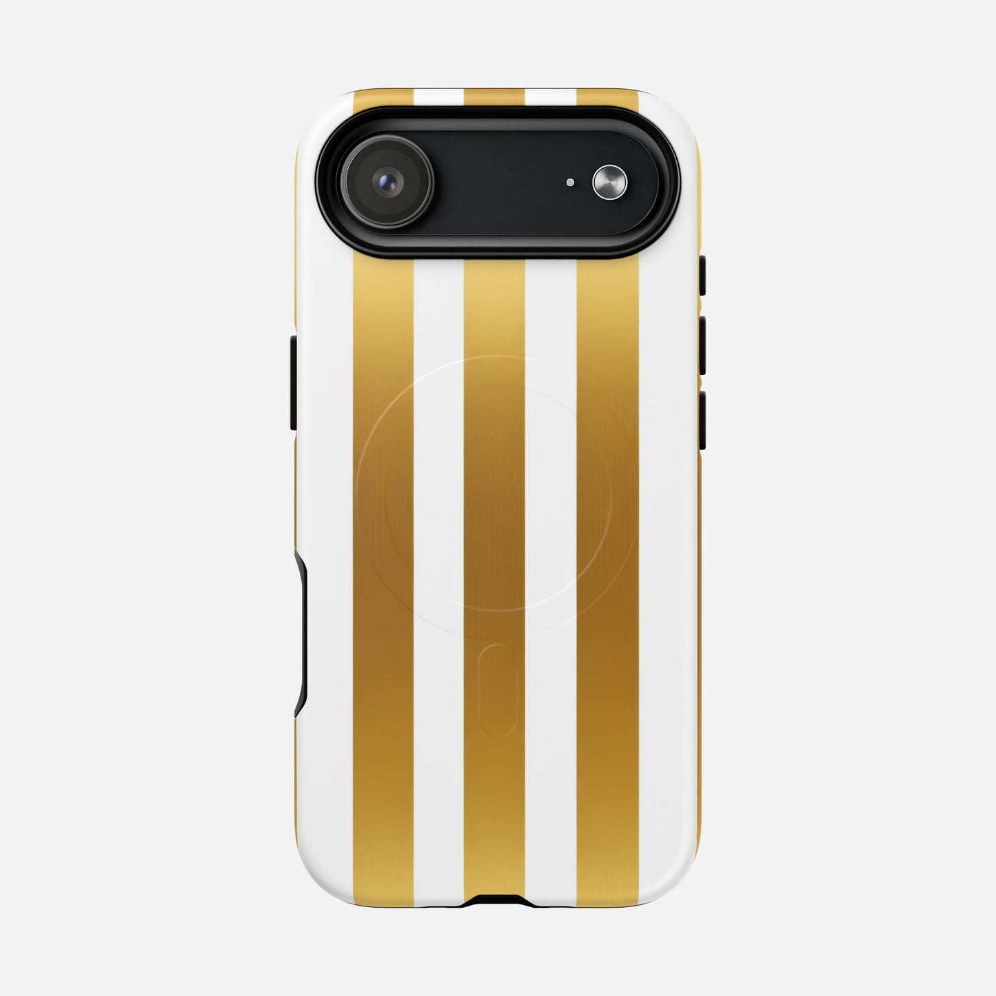 Gold & White Stripe iPhone Case — Tough Magnetic | MagSafe Compatible