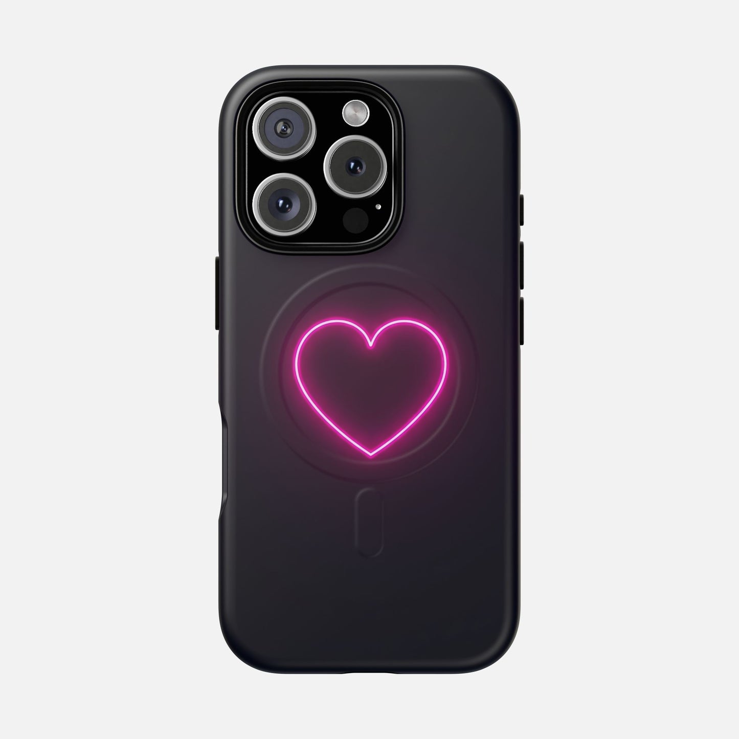 Neon Heart With Glow Pink iPhone Case — Tough Magnetic | MagSafe Compatible