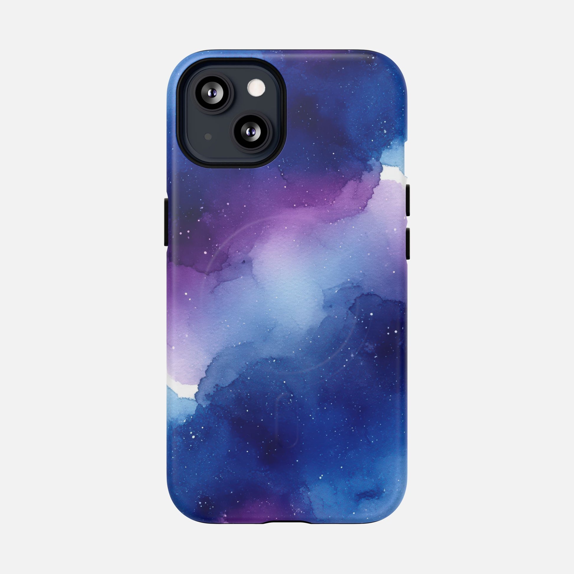 Galaxy Watercolor Tough Magnetic Phone Case — Blue Purple Nebula MagSafe Cover iPhone 13 Matte Phone Case