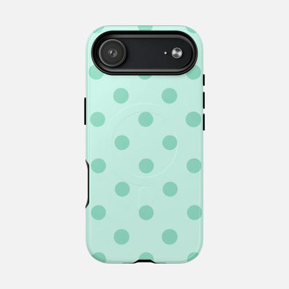 Mint Polka Dot iPhone Case — Tough Magnetic | MagSafe Compatible