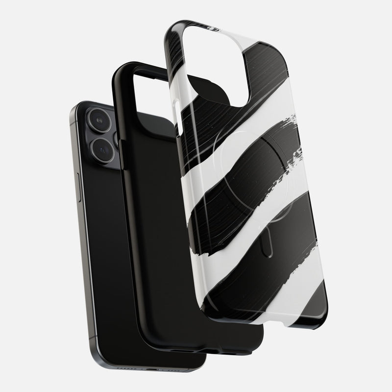 Abstract Black Brushstroke iPhone Case — Tough Magnetic | MagSafe Compatible