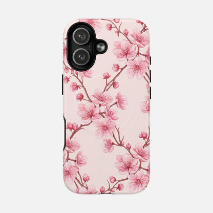 Pink Cherry Blossom iPhone Case — Tough Magnetic | MagSafe Compatible