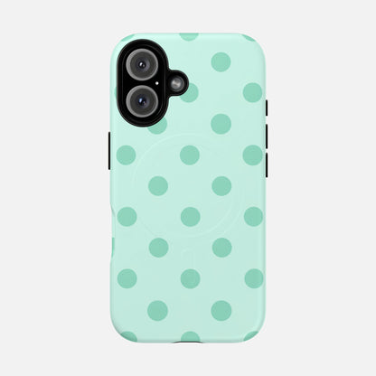Mint Polka Dot iPhone Case — Tough Magnetic | MagSafe Compatible