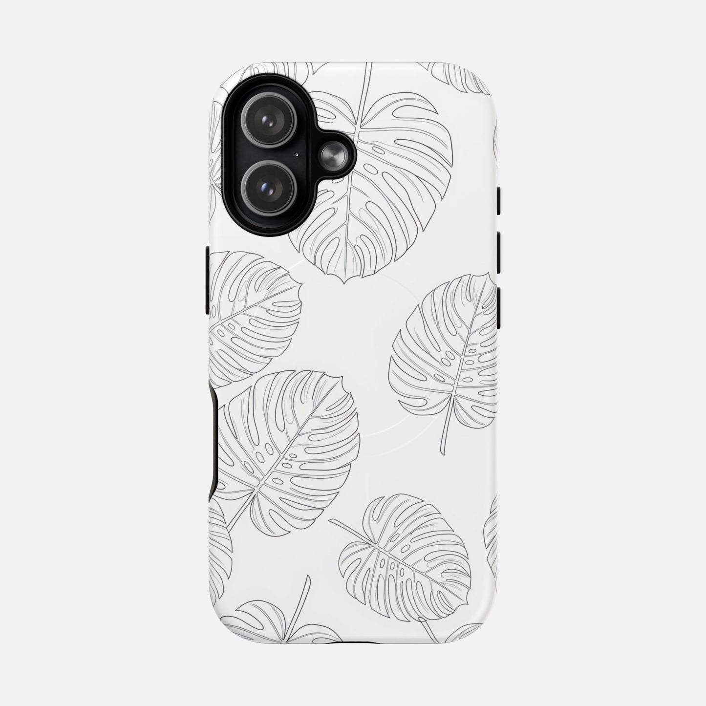 Monstera Leaf Clear Tropical Pattern iPhone Case — Tough Magnetic | MagSafe Compatible