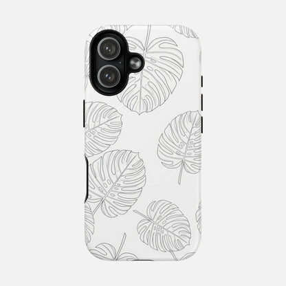 Monstera Leaf Clear Tropical Pattern iPhone Case — Tough Magnetic | MagSafe Compatible