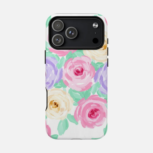 Floral Watercolor Roses Tough Magnetic Phone Case iPhone 17 Pro Max Glossy Phone Case