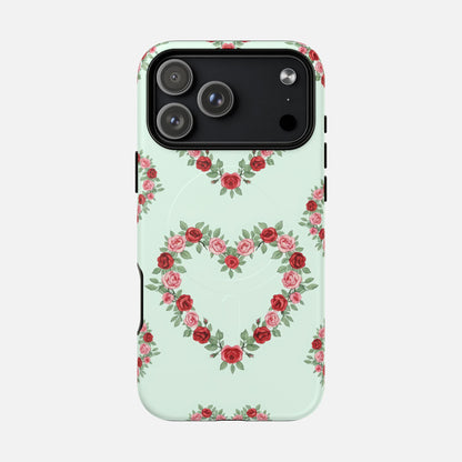 Rose Heart Floral iPhone Case — Tough Magnetic | MagSafe Compatible