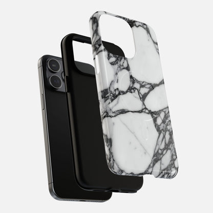 Marble pattern phone case with black accents for modern smartphones