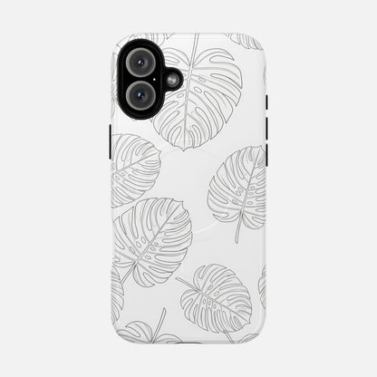 Monstera Leaf Clear Tropical Pattern iPhone Case — Tough Magnetic | MagSafe Compatible