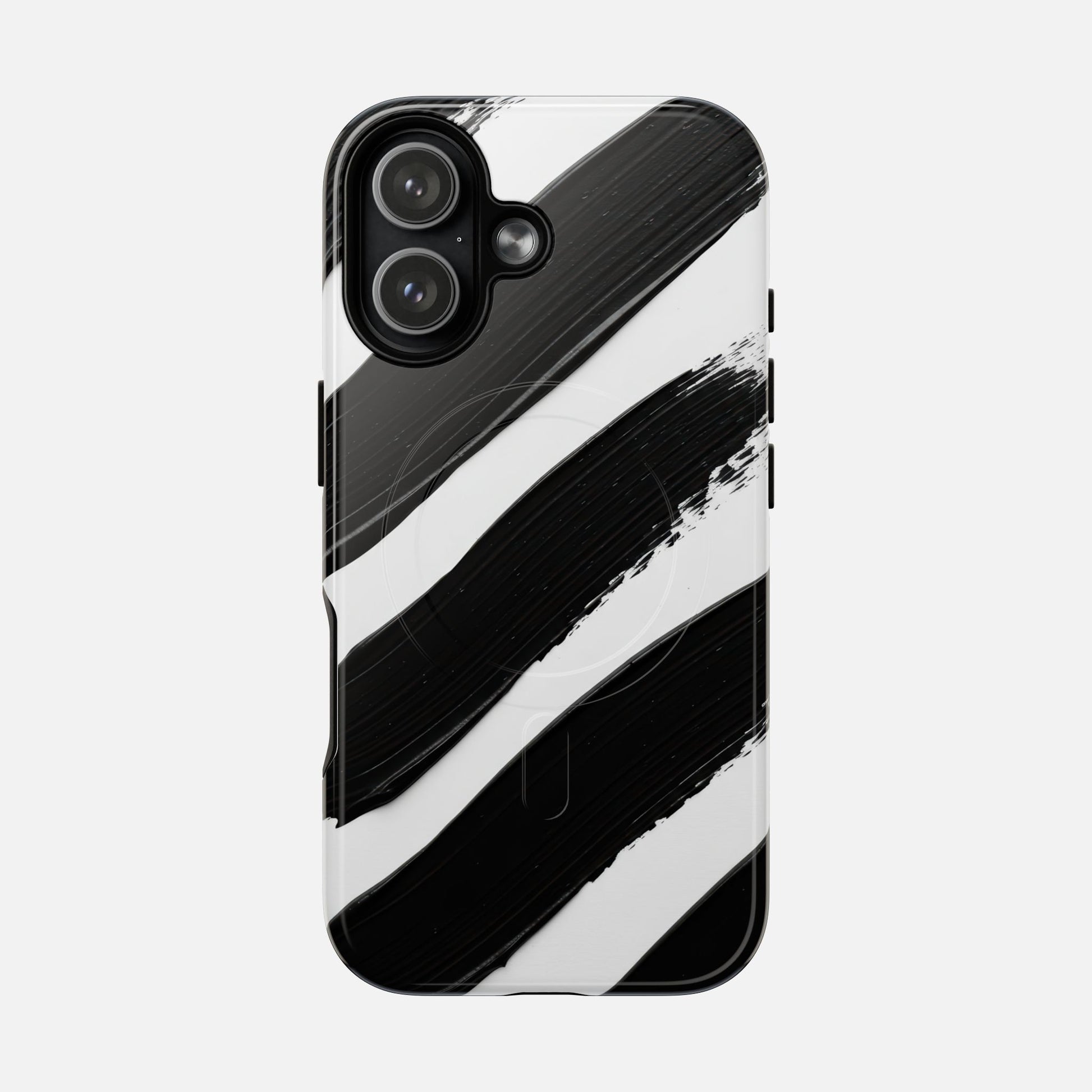 Abstract Black Brushstroke Magnetic Phone Case iPhone 17 Glossy Phone Case