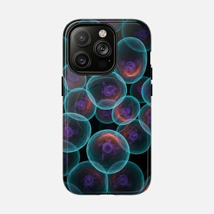 Abstract Neon Bubbles Magnetic Phone Case — Protective Tough Magnetic iPhone Cover iPhone 14 Pro Glossy Phone Case