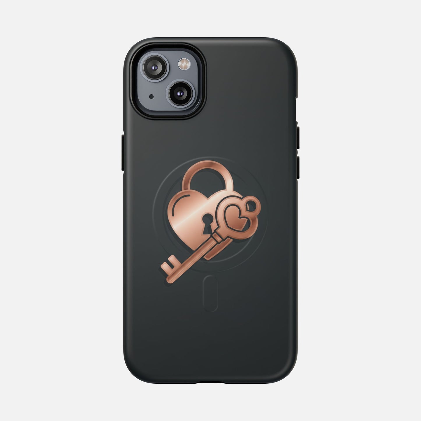 Rose Gold Lock & Key Design iPhone Case — Tough Magnetic | MagSafe Compatible