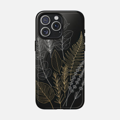 Tough Magnetic Case — Botanical Gold & Silver Fern Phone Cover iPhone 15 Pro Max Glossy Phone Case