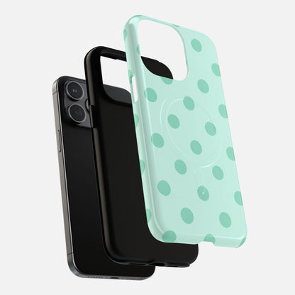 Mint Polka Dot iPhone Case — Tough Magnetic | MagSafe Compatible