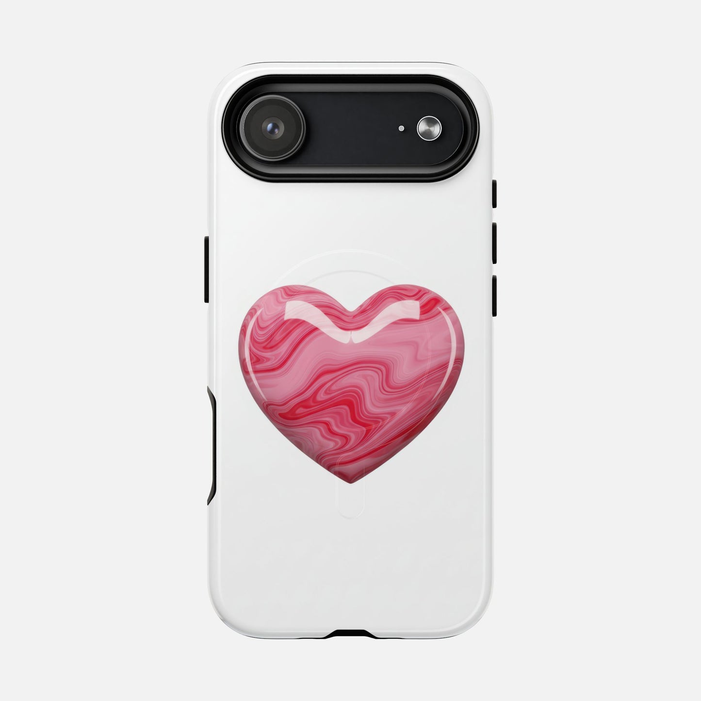 Pink Marble Heart iPhone Case — Tough Magnetic | MagSafe Compatible