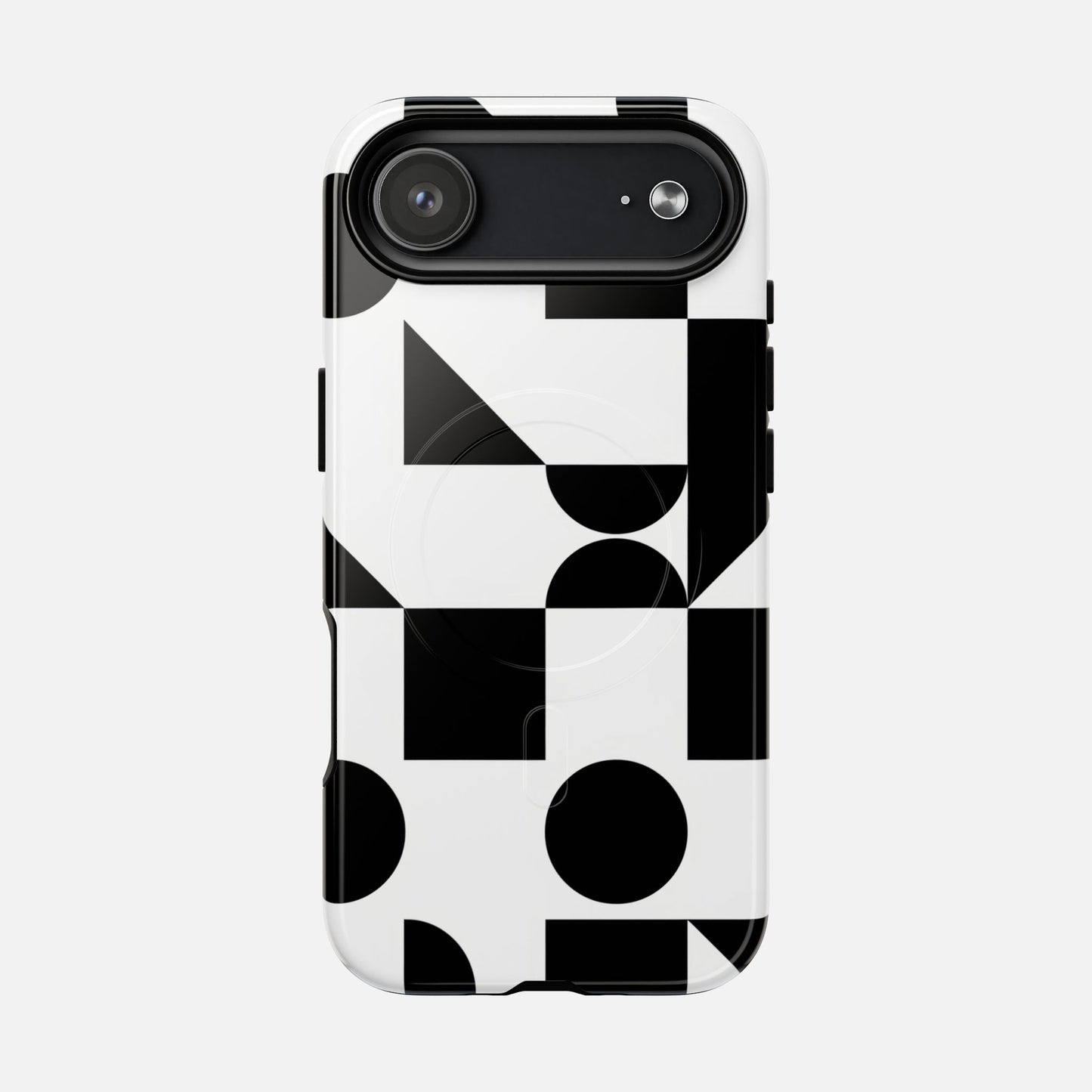 Geometric Black & White iPhone Case — Tough Magnetic | MagSafe Compatible