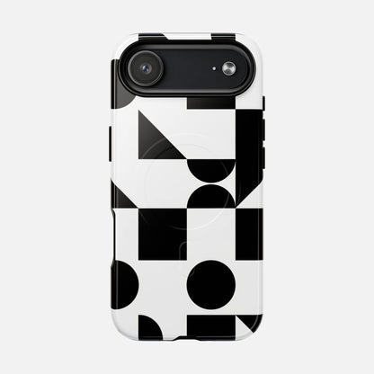 Geometric Black & White iPhone Case — Tough Magnetic | MagSafe Compatible