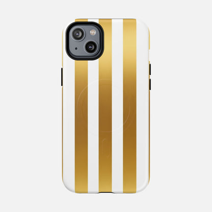 Gold & White Stripe iPhone Case — Tough Magnetic | MagSafe Compatible